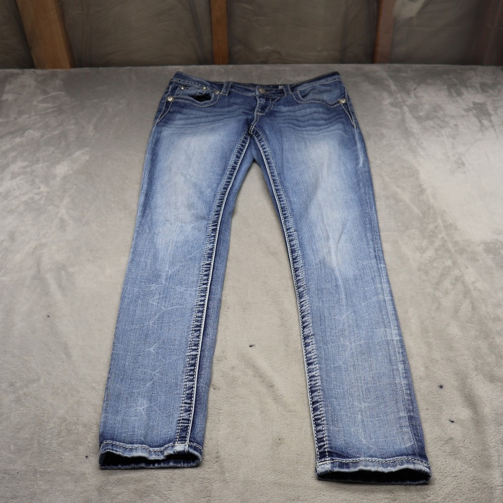 Miss‎ Me Jeans Women 28 Medium Wash Denim Hailey Skinny Stretch Whisker Fade